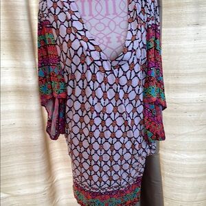 Trina Turk Purple and Red Graphic Tunic Coverup